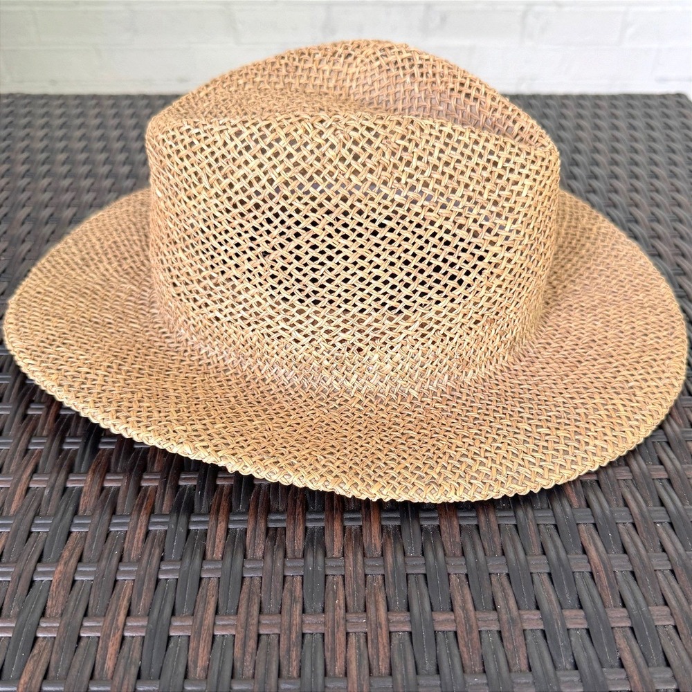 90s 100% Straw Fedora Sunhat Tan Headwear By The Game Streetwear